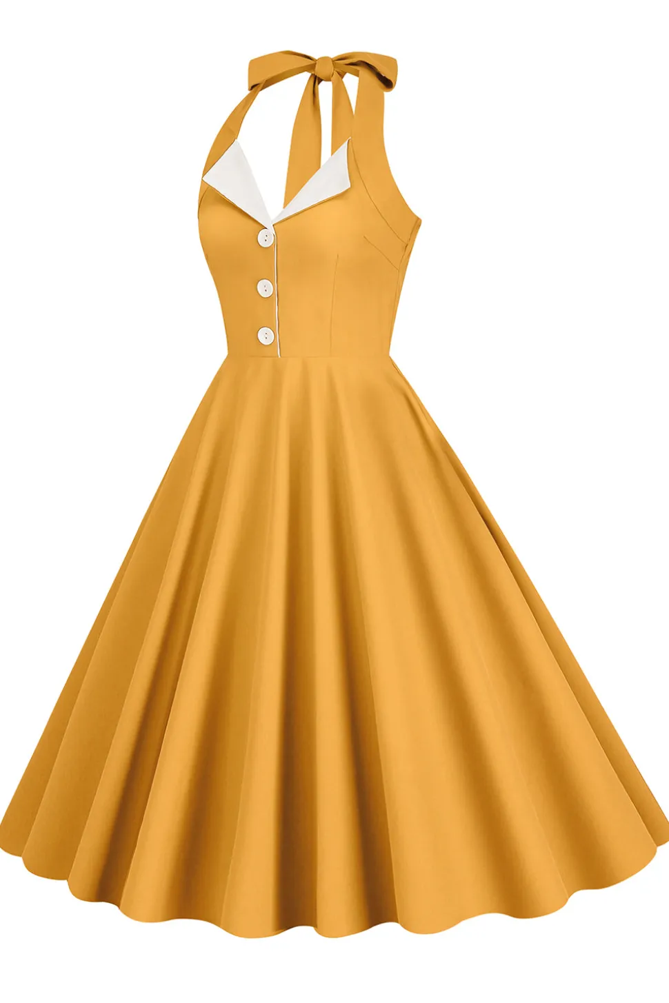1950s Vestido Azul Halter A-Line