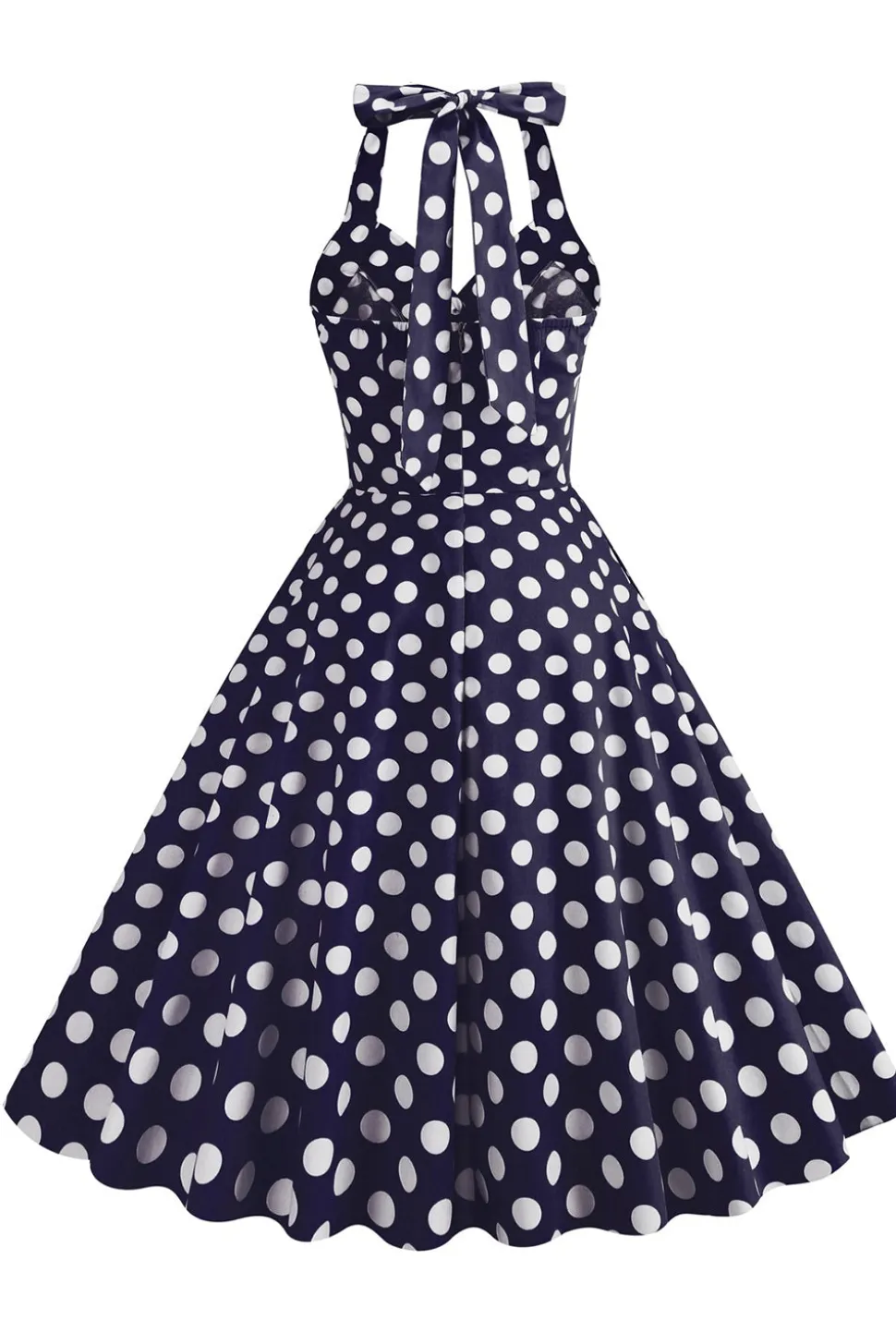 1950s Vestido Pontos de Polka Azul