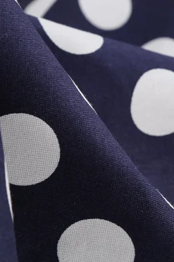 1950s Vestido Pontos de Polka Azul
