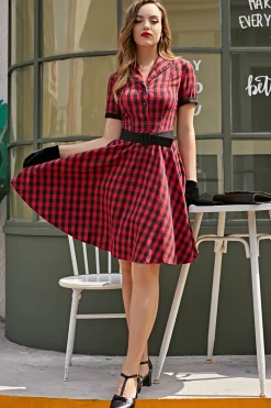 1950s Vestido Vintage Vermelho