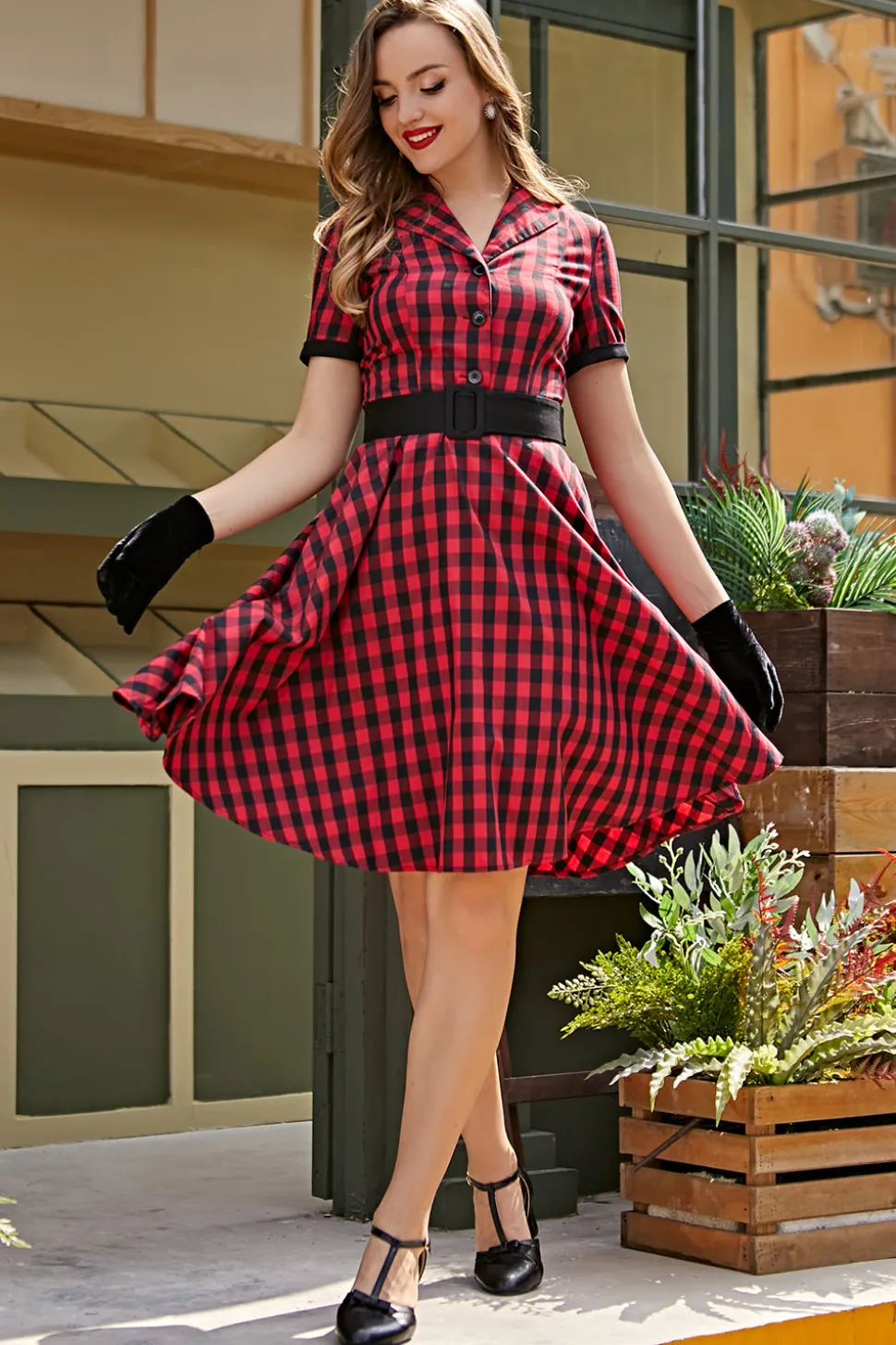 1950s Vestido Vintage Vermelho