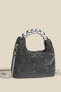 Saco de balde preto brilhante com correntes