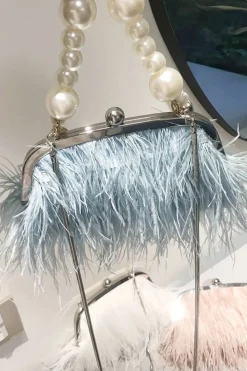 Saco de embreagem Blue Tassel Pearl Evening Party