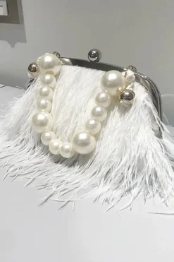 Saco de embreagem Blue Tassel Pearl Evening Party