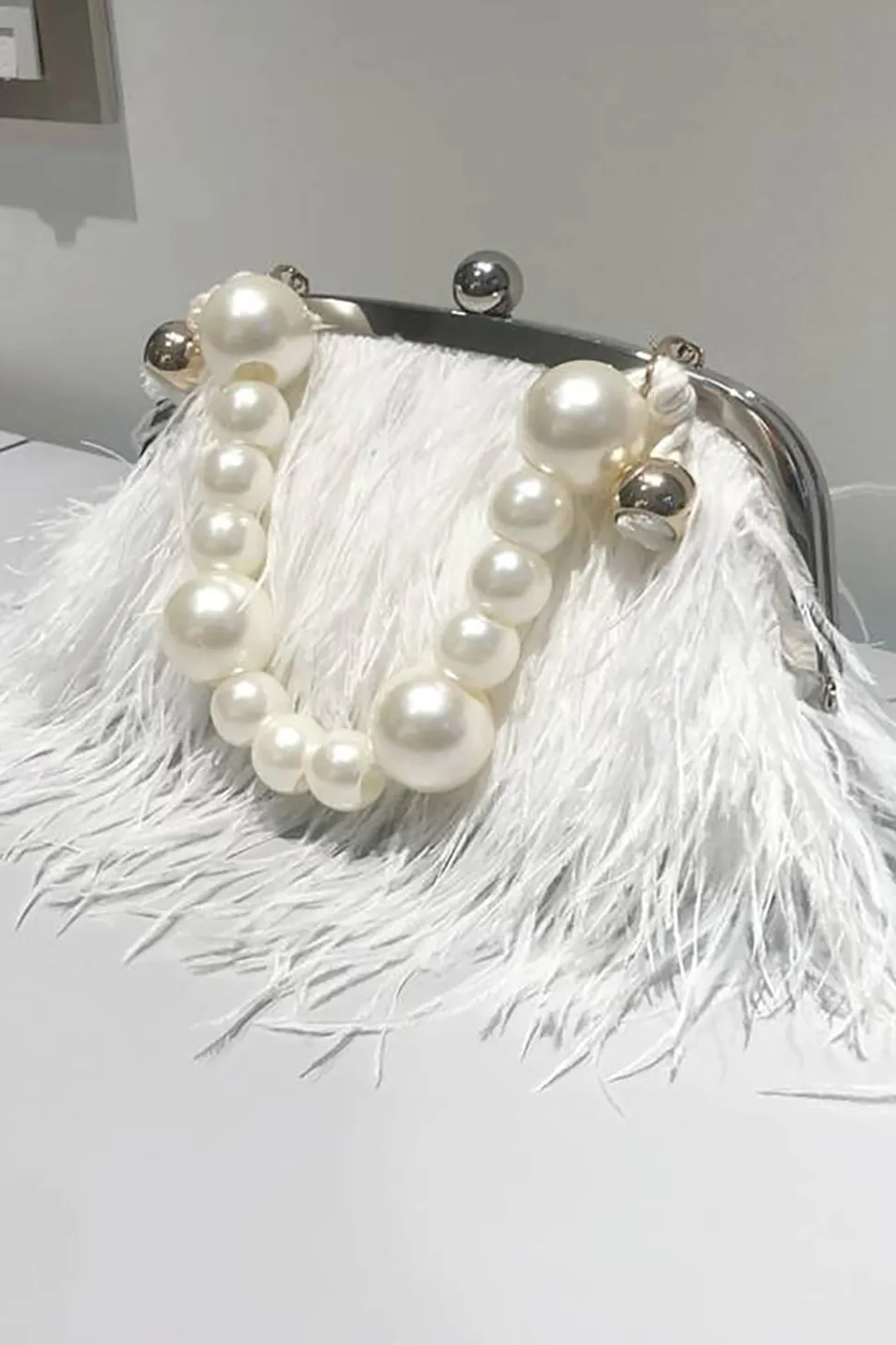 Saco de embreagem Blue Tassel Pearl Evening Party