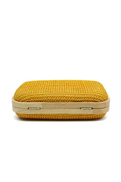 Saco de embreagem de madeira feito à mão amarelo