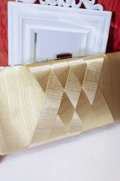 Saco de embreagem de noite glitter dourado com borla