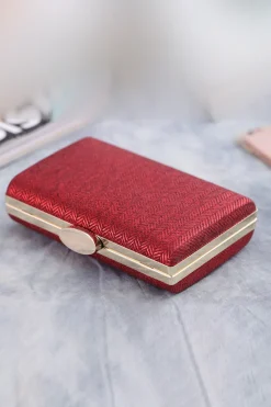 Saco de embreagem quadrado vermelho simples