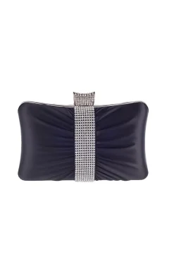 Saco de embreagem Rhinestones preto portátil