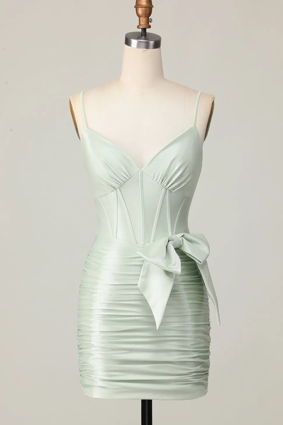 Sage Bodycon Corset Vestido Curto Homecoming com Arco