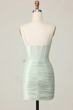 Sage Bodycon Corset Vestido Curto Homecoming com Arco