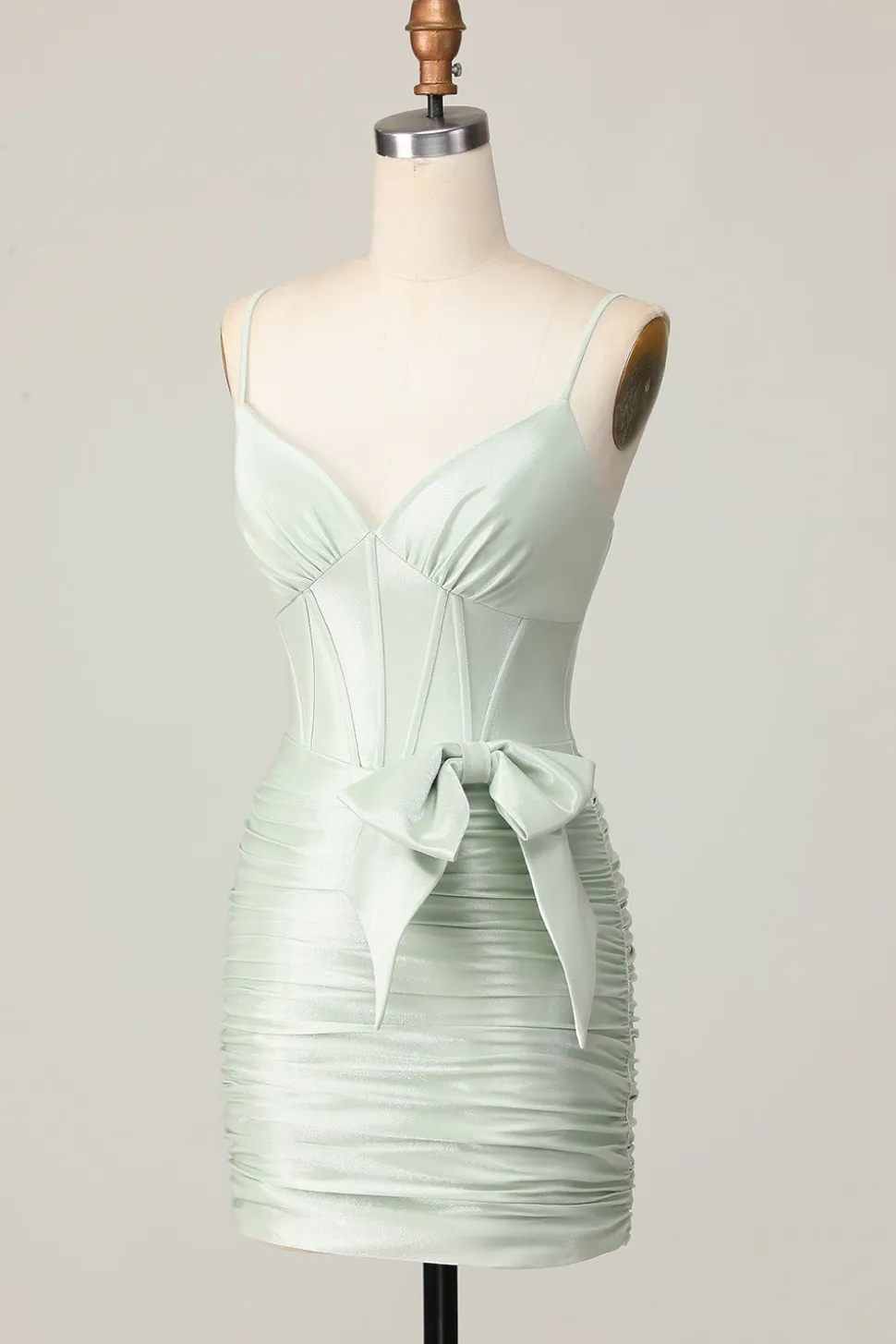 Sage Bodycon Corset Vestido Curto Homecoming com Arco