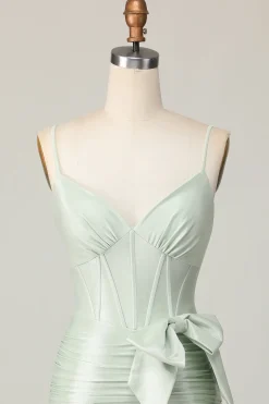 Sage Bodycon Corset Vestido Curto Homecoming com Arco