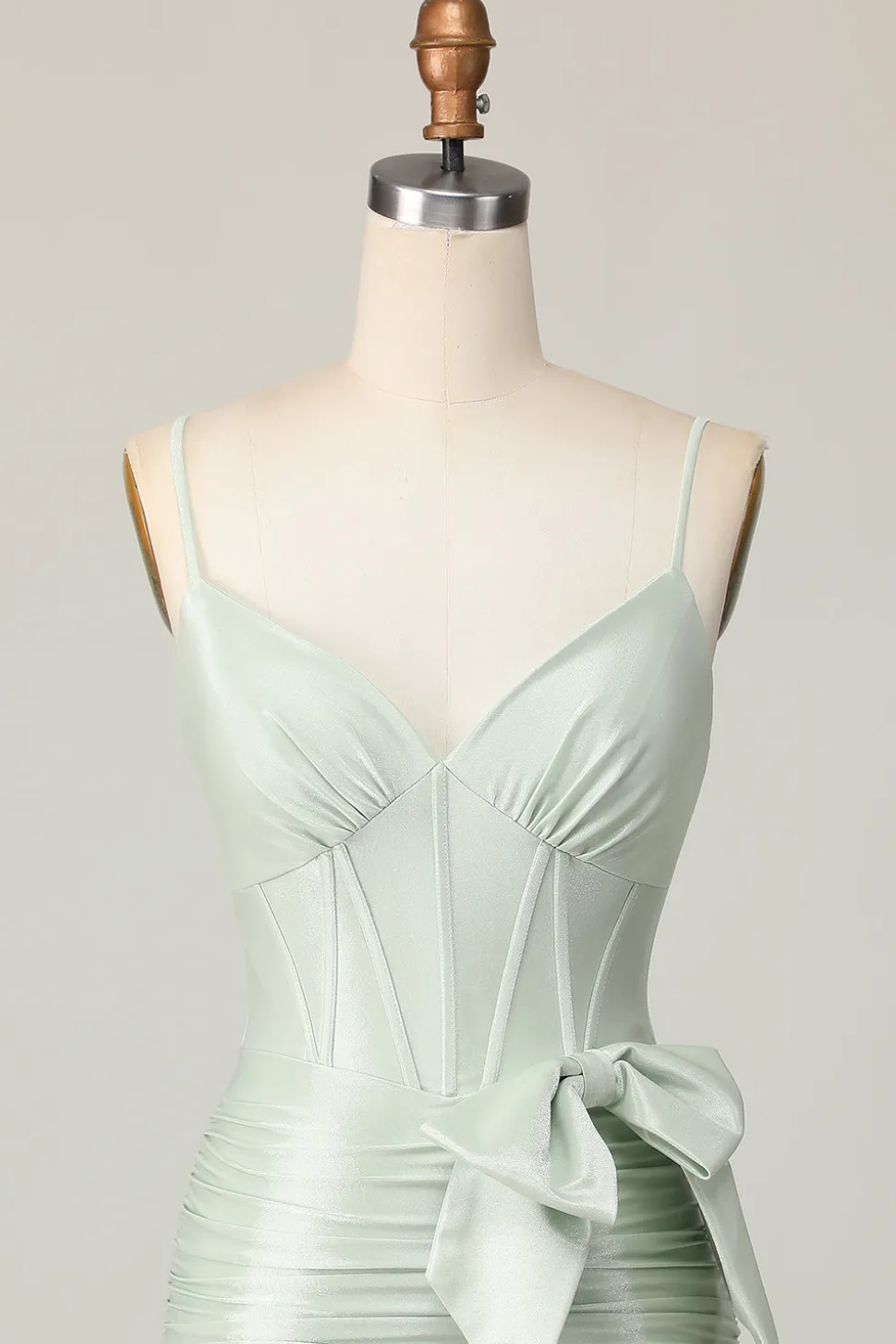 Sage Bodycon Corset Vestido Curto Homecoming com Arco