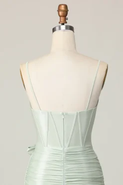 Sage Bodycon Corset Vestido Curto Homecoming com Arco