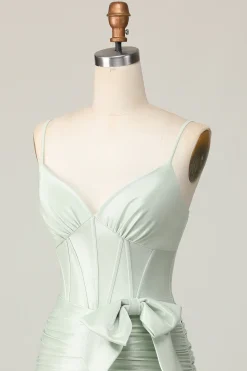 Sage Bodycon Corset Vestido Curto Homecoming com Arco