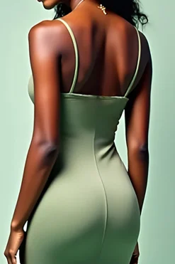 Sage Espaghetti Correias Sereia Ruched Long Wedding Guest Dress com Fenda