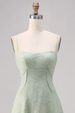 Sage Green Lace Corset Uma linha longo vestido de dama de honra