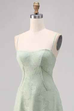 Sage Green Lace Corset Uma linha longo vestido de dama de honra