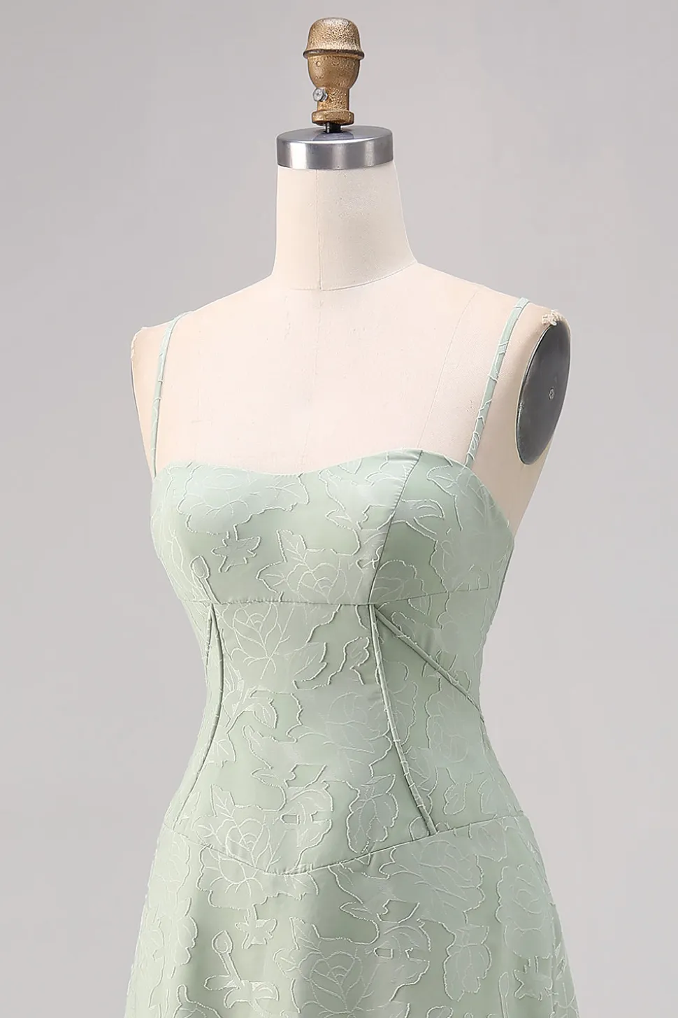 Sage Green Lace Corset Uma linha longo vestido de dama de honra