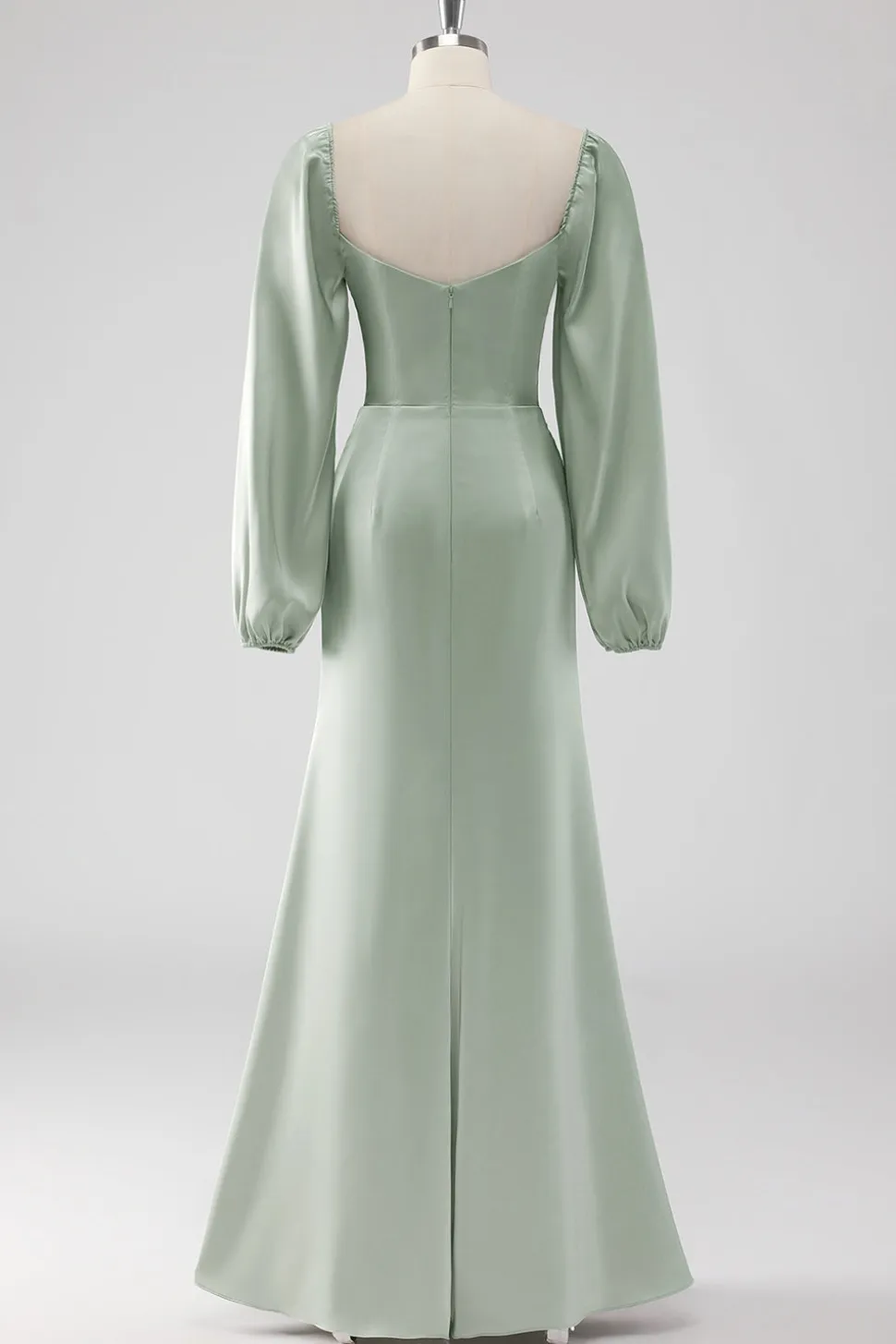 Sage Green Off the Shoulder Um vestido de dama de honra longo linha com mangas puff