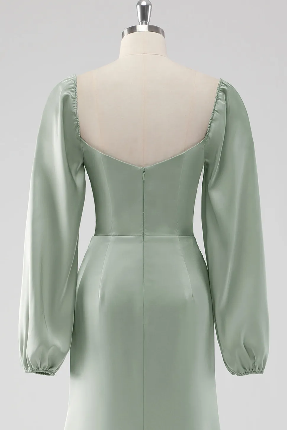 Sage Green Off the Shoulder Um vestido de dama de honra longo linha com mangas puff