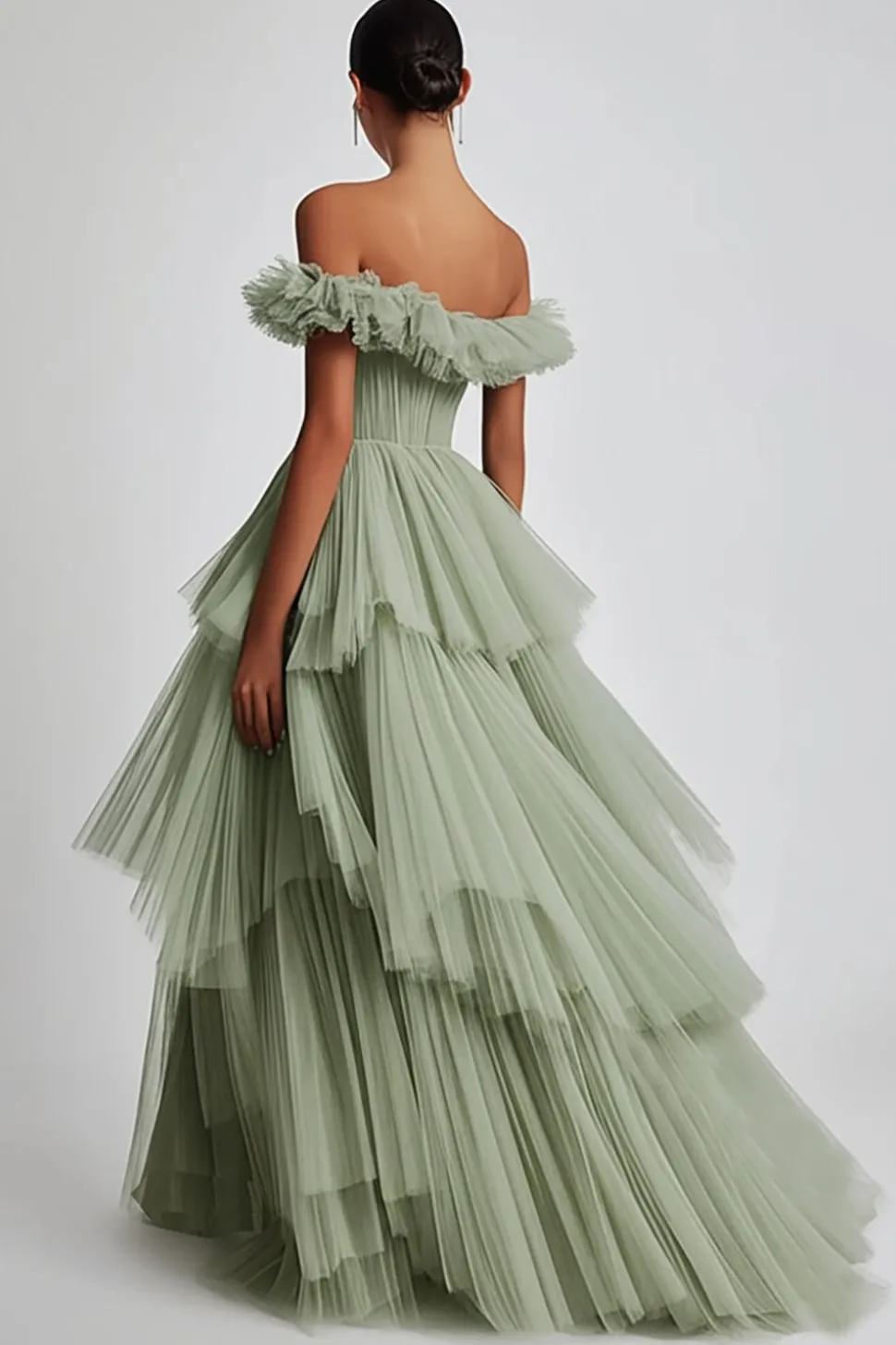 Sage Poeirento Sem Ombros De Baile/Princesa Longos Vestido de Baile