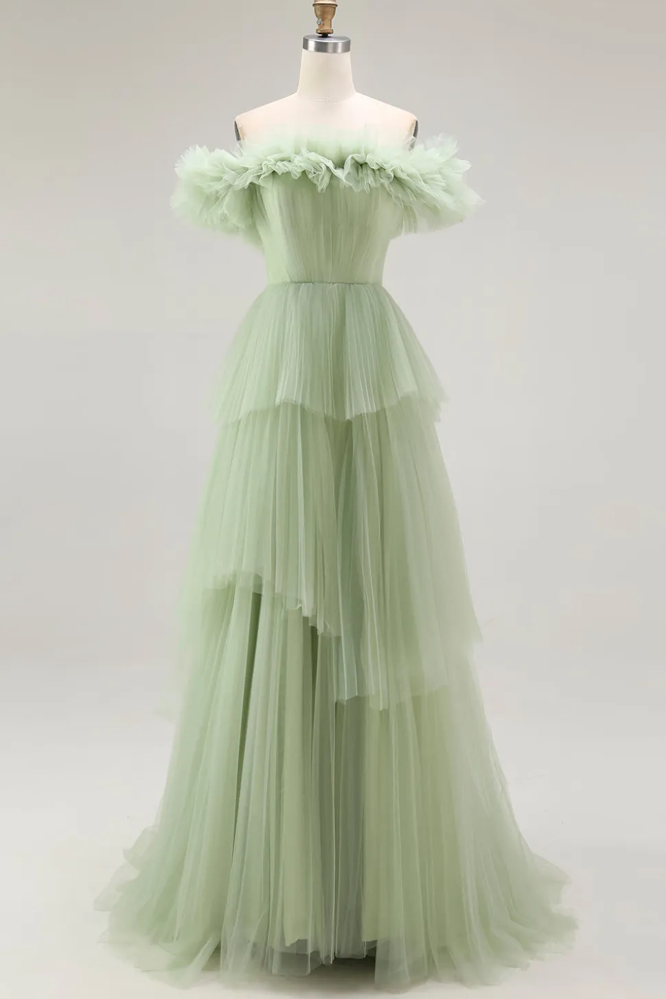 Sage Poeirento Sem Ombros De Baile/Princesa Longos Vestido de Baile