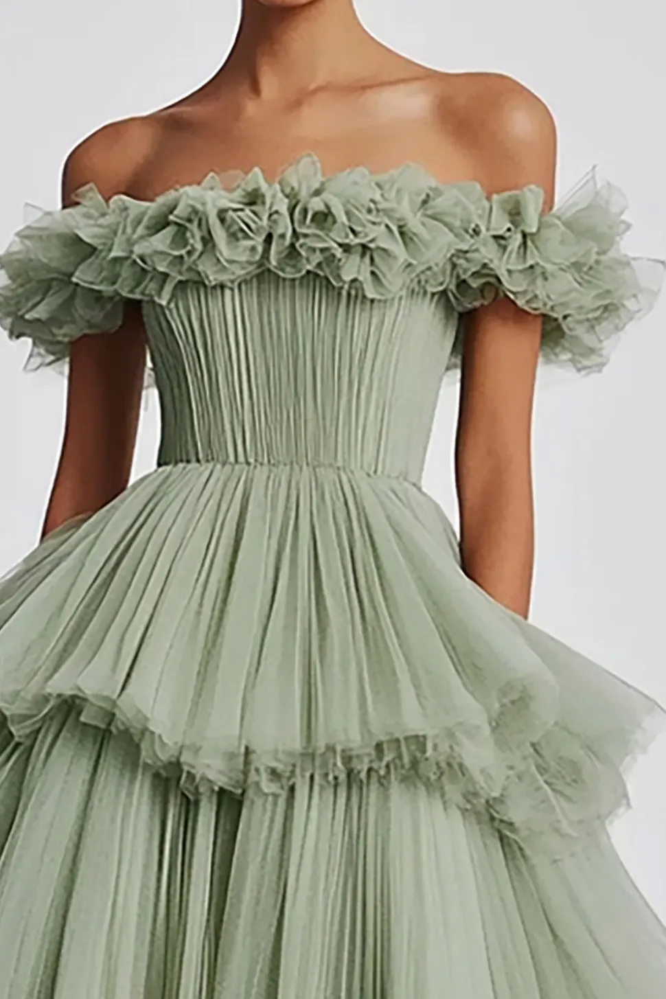 Sage Poeirento Sem Ombros De Baile/Princesa Longos Vestido de Baile