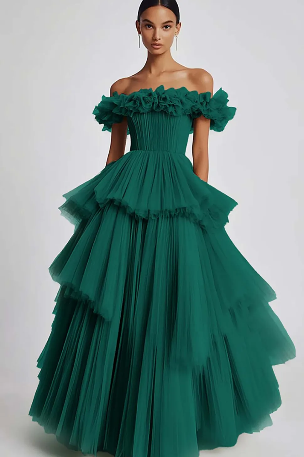 Sage Poeirento Sem Ombros De Baile/Princesa Longos Vestido de Baile