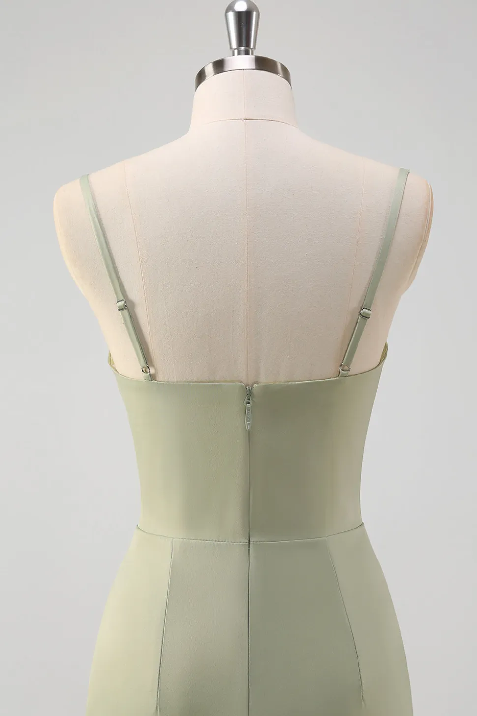 Sage Sereia Esparguete Correias Ruched Corset Long Prom Dress com Fenda