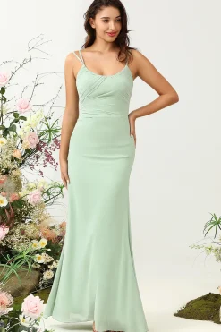 Sage Verde Sereia Vestido de Dama de Honra