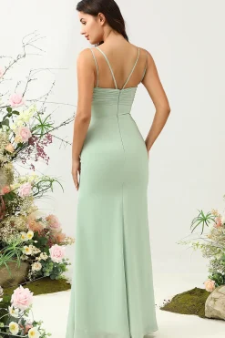 Sage Verde Sereia Vestido de Dama de Honra