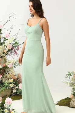 Sage Verde Sereia Vestido de Dama de Honra