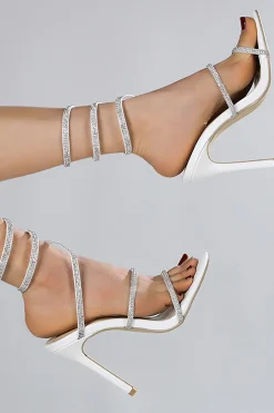 Sandálias de salto alto Stiletto Golden Beaded brilhantes