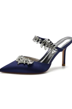 Sandálias Royal Blue Pointed Toe Rhinestone Stiletto