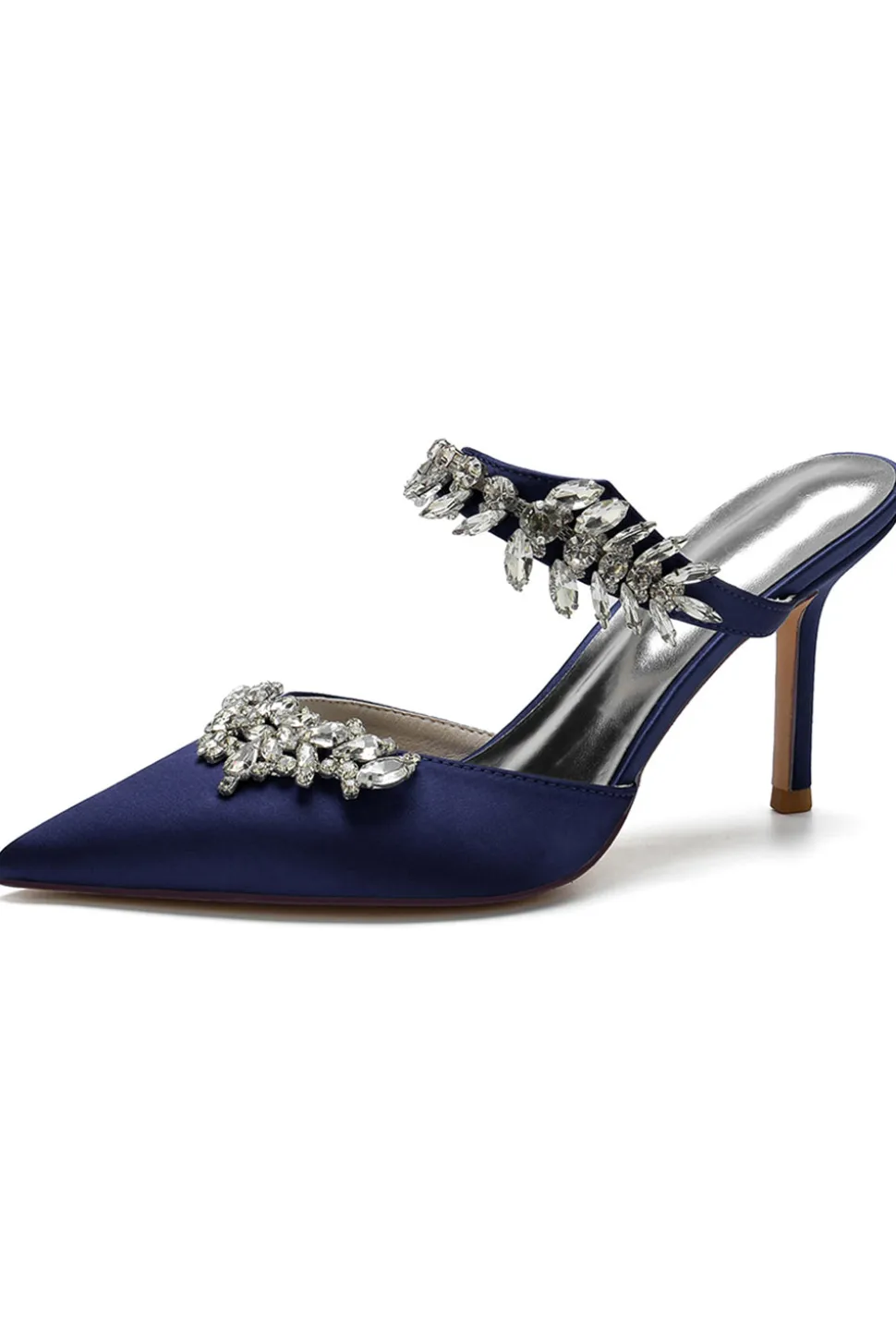 Sandálias Royal Blue Pointed Toe Rhinestone Stiletto