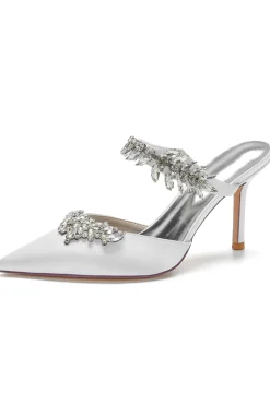 Sandálias Royal Blue Pointed Toe Rhinestone Stiletto