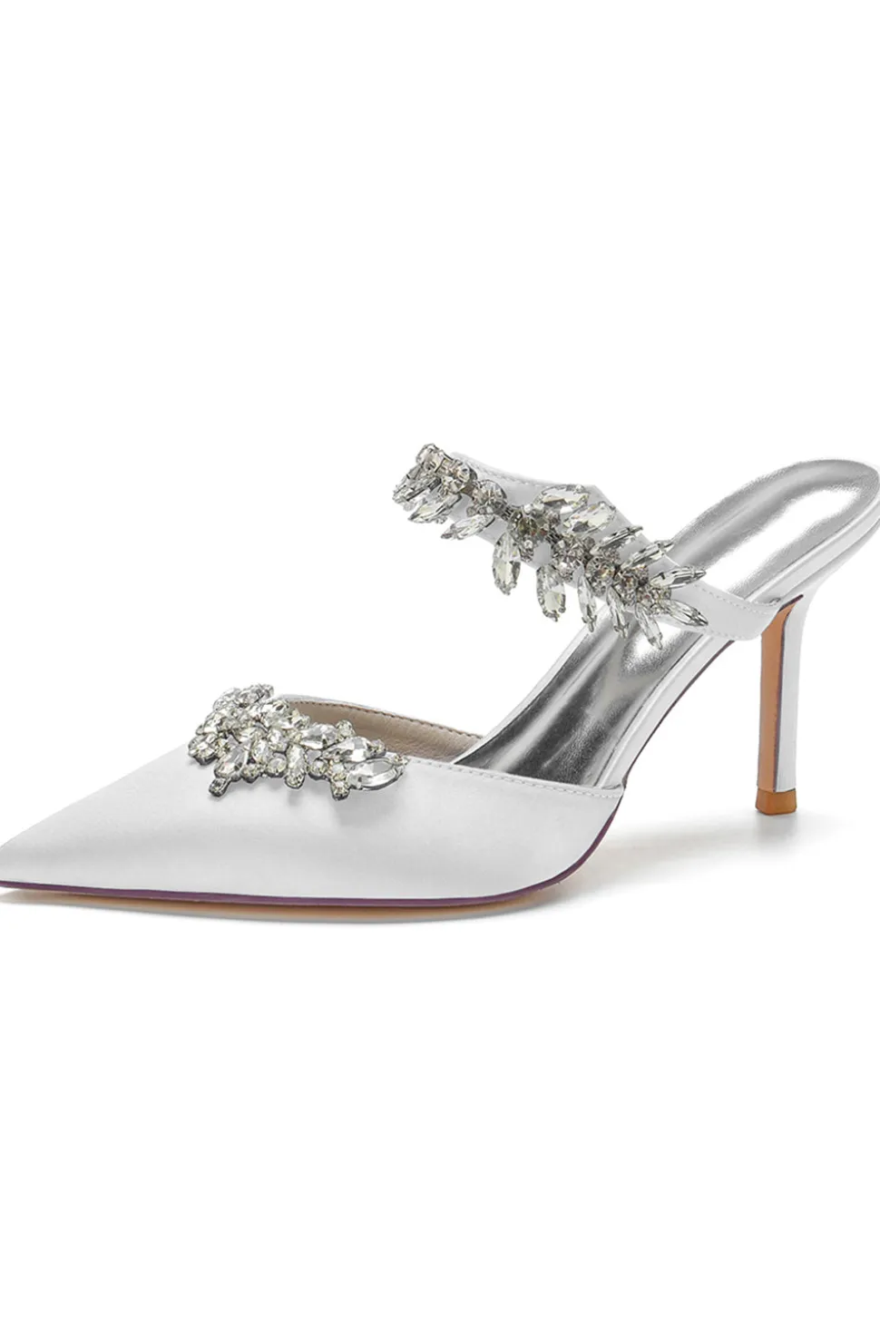 Sandálias Royal Blue Pointed Toe Rhinestone Stiletto