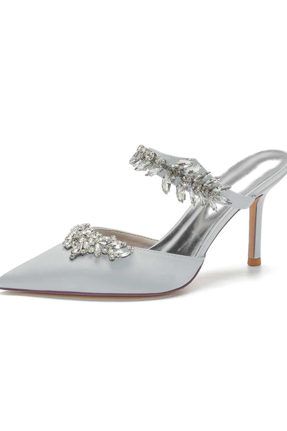 Sandálias Royal Blue Pointed Toe Rhinestone Stiletto