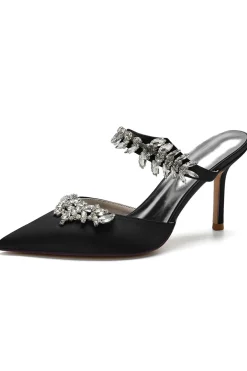 Sandálias Royal Blue Pointed Toe Rhinestone Stiletto