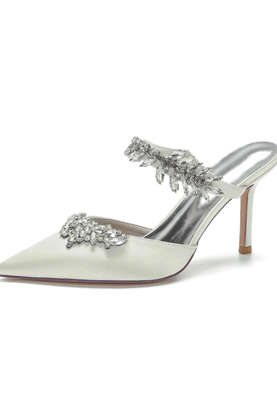 Sandálias Royal Blue Pointed Toe Rhinestone Stiletto