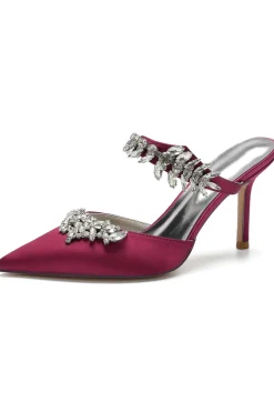 Sandálias Royal Blue Pointed Toe Rhinestone Stiletto