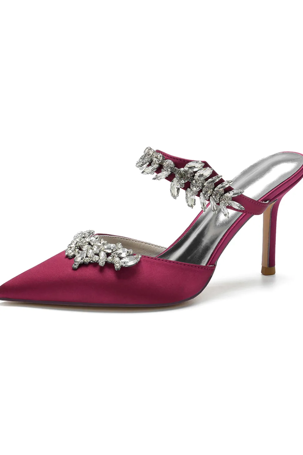 Sandálias Royal Blue Pointed Toe Rhinestone Stiletto