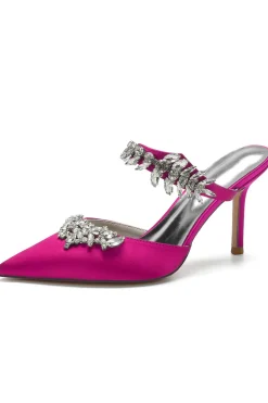Sandálias Royal Blue Pointed Toe Rhinestone Stiletto