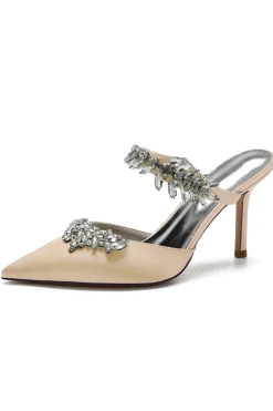 Sandálias Royal Blue Pointed Toe Rhinestone Stiletto