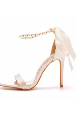Sandálias Stiletto Faux Pearl Femininas