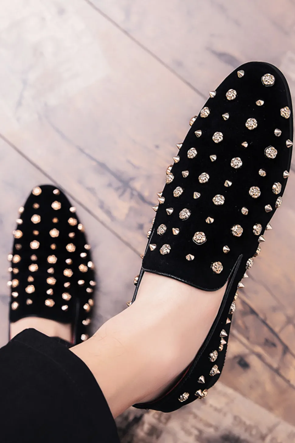 Sapatos casuais de couro masculino com garanhões