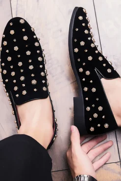 Sapatos casuais de couro masculino com garanhões