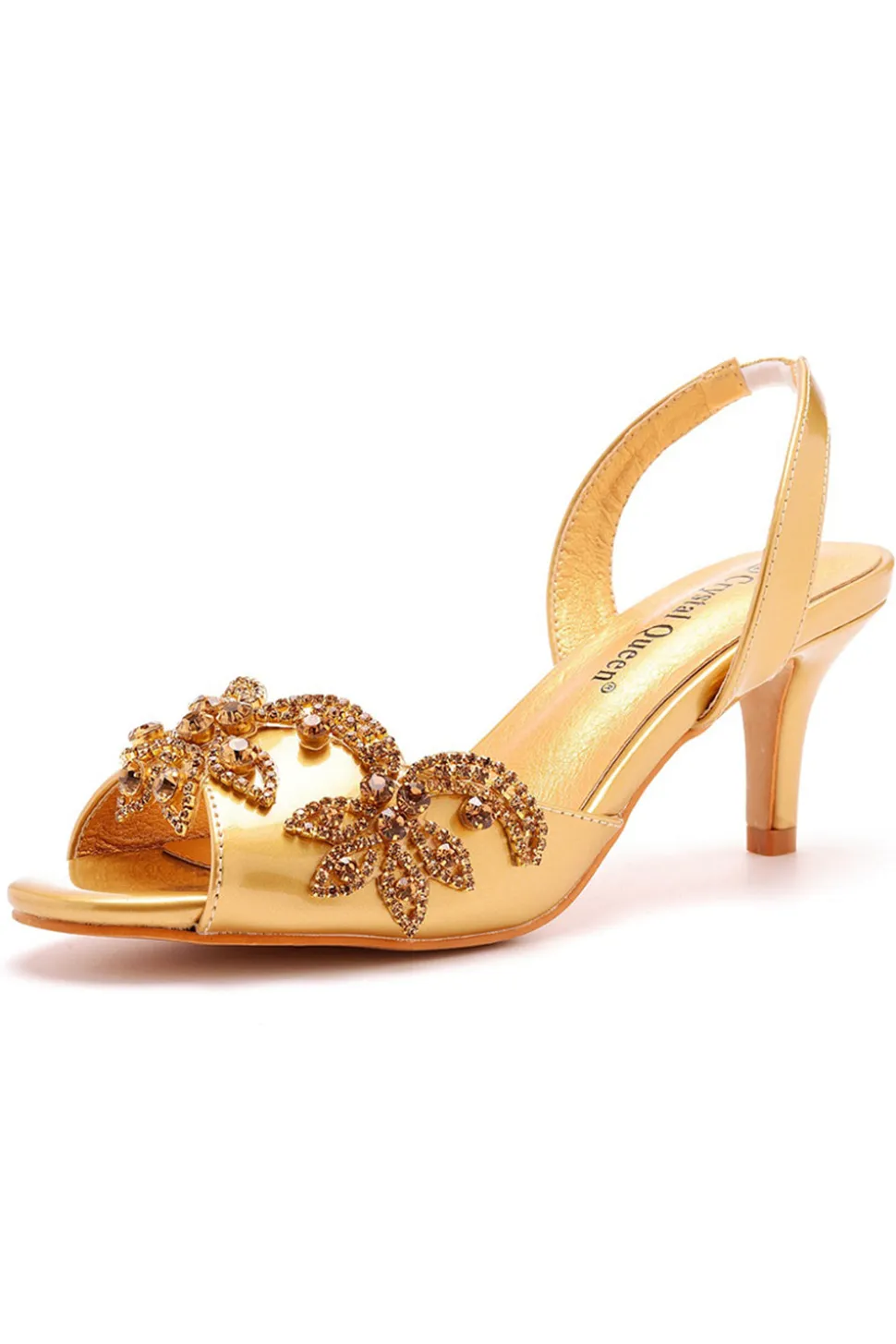 Sapatos de casamento dourado dedo pontiagudo elegante elegante bombas formais para vestidos